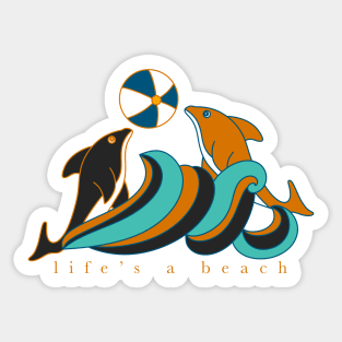 Dolphin Beach Ball Summer Aesthetic Pattern Sticker